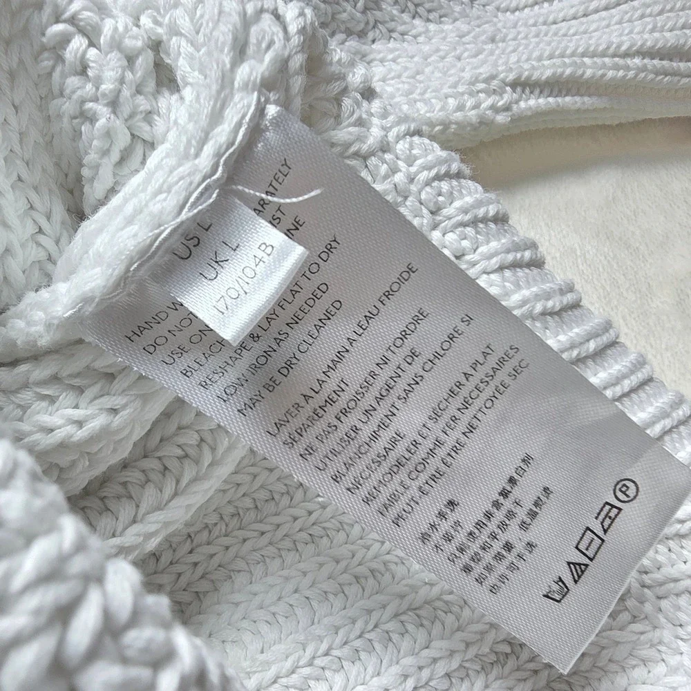 Free People Sweetheart Mock Neck Sweater Womens Large White Cropped Ribbed Knit